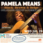 Pamela Means playing a guitar.