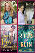 Collage of Shana Galen and Mimi Matthews with covers for their romance books