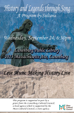 flyer for the music program with Jon Waterman