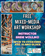 flyer for the community art workshops in March 2026 with Bridie Wolejko