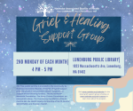 Flyer from Nashoba Board of Health for the grief and healing support group.