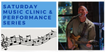 Text of event title with photograph of Jason Graham, music clinic coordinator.