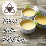 three tins of salve with the program title and logo for the presenter