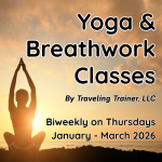 yoga pose with class name and dates listed