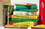A stack of cookbooks.