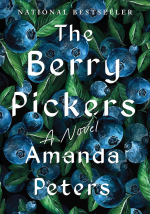 Cover of the Berry Pickers; close-up image of blueberries with the title in white text