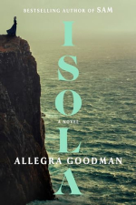 Cover of Isola, a woman stands at the edge of a cliff overlooking water