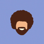  man with round curly hair and beard.