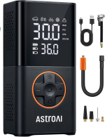 A small, black, rectangular device with an orange dial and several attachments surrounding it