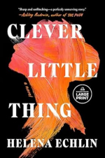 Red and orange paint brush strokes in the shape of a silhouette of a person with their hair in a bun