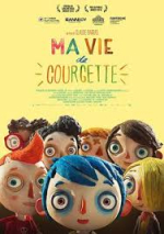 Movie poster of a clay boy with blue hair and his friends.
