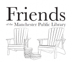 Two Adirondack chairs with stacks of books in between.