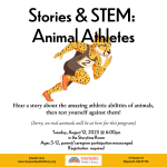 Event title, description, & scheduling info with a graphic of a cheetah wearing a track & field outf