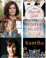 Images of three authors and their three book covers