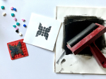 Brayer, legos and print making setup