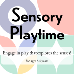 Displays program title & description against a background of pastel geometric shapes.