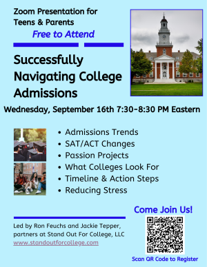 Successfully Navigating College Admissions (ZOOM) image