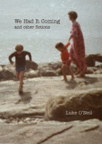 Book cover image with two children and an adult woman walking on large rocks