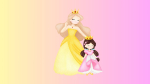 Princess standing next to child dressed as princess