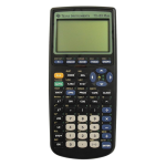 Graphing calculator with a large screen and a full keypad featuring number and function keys. Model: