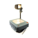 Gray overhead projector with light on