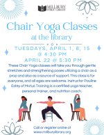 White background with blue letters and people doing yoga poses