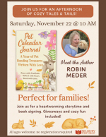 Cozy Tales & Tails Story Time and Author Talk on Saturday November 22 at 10 AM