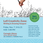 A person's hand holding a pencil above black and white, computer-generated doodles