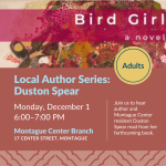 Book cover of BIRD GIRL by Duston Spear, published by Black Rose Writing in 2026, featuring colorful