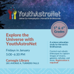 Logo for YouthAstroNet program is placed on a background of a starry night sky.
