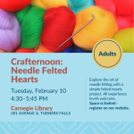 Wool felt arranged in a pile with a felting needle.