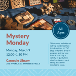 Mystery Monday at the Carnegie Library March 9, 2026 from 12:00-1:30 PM