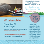 Large inflatable whale and students.