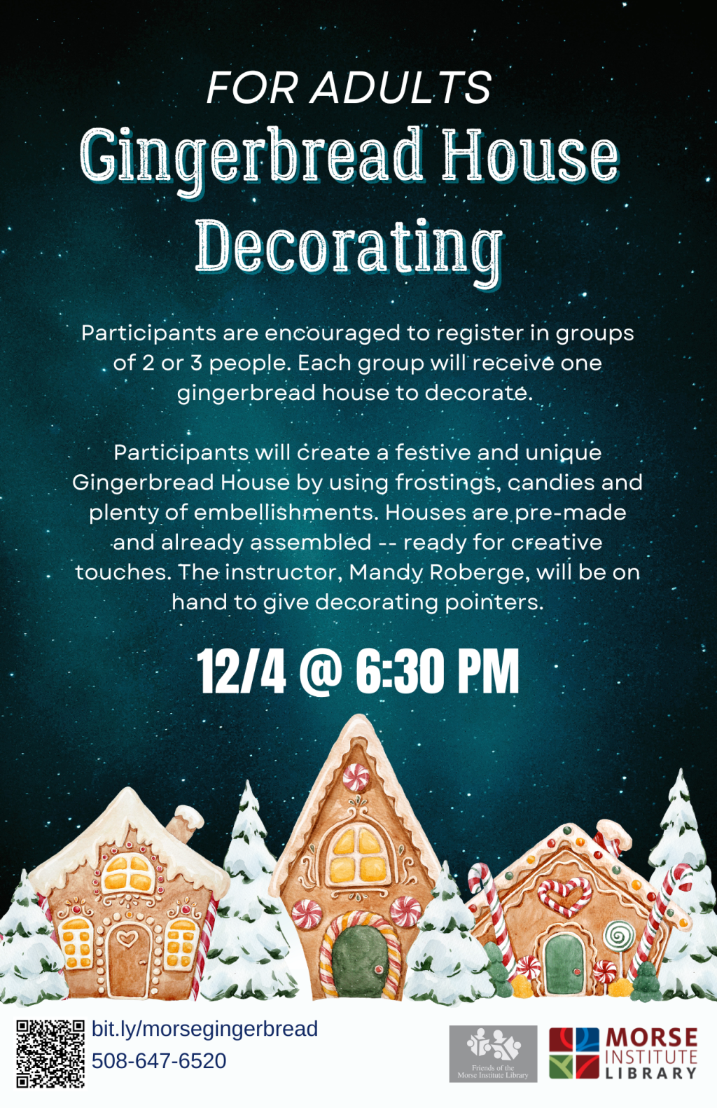 12/04/2025 | FOR ADULTS Gingerbread House Decorating | Natick