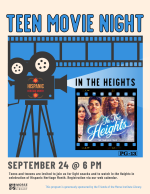 Flyer for Teen Movie Night: In the Heights