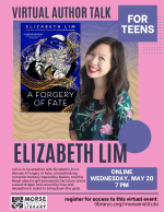 Flyer for K12 Virtual Author Talk with Elizabeth Lim