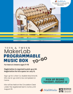 Flyer for teen MakerLab to Go: Programmable Music Boxes