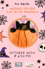 Needle Felted Cat with Pumpkin Flyer 