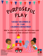 a colorful flyer with images of children playing with toys