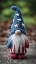 Felted gnome in red, white and blue