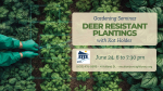 poster for event features a row of plants with a pair of hands in gardening gloves working on the ga