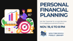 Personal Financial Planning, November 19, 6 pm, poster