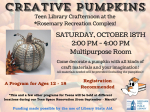 Creative Pumpkins - October 18th 2025 Crafternoon for ages 12 - 18 at the Rosemary Recreation Comple