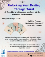 Half-Day Tarot Program - Ages 12 - 18 - October 8th 2025 from 11:30 - 1:30 pm - drop in program at t