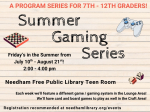 Summer Gaming Series for Grades 7 - 12, Summer 2026 - Friday afternoon's in the Teen Room's Lounge A