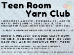 Teen Room Yarn Club - for Teen Room - May, June, July 2026