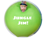 surprised man in a green balloon