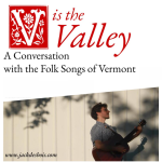 the words folk songs and a picture of a man playing guitar