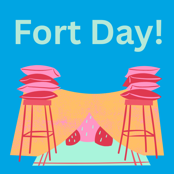 fort made of blankets pillows and stools