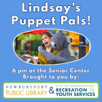 woman making funny face with puppet